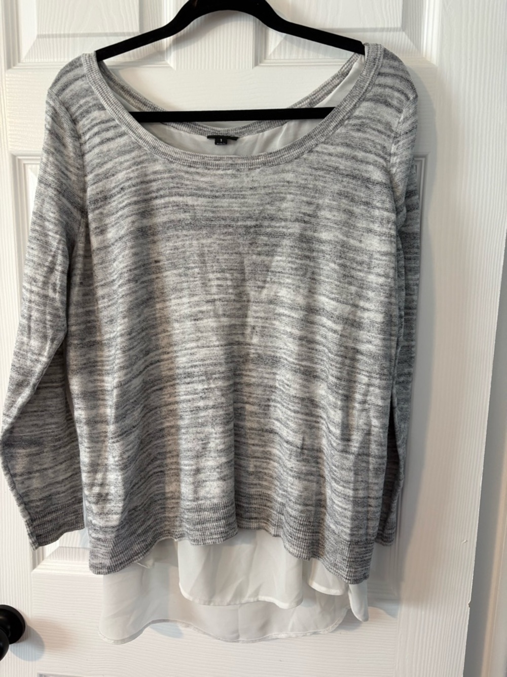 torrid Gray Marled Knit Top with White Layered Hem